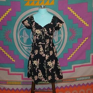 Black and floral fitted dress